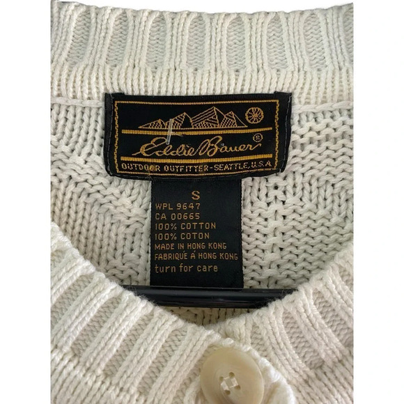 Eddie Bauer White Textured Cardigan Sweater - Picture 2 of 4